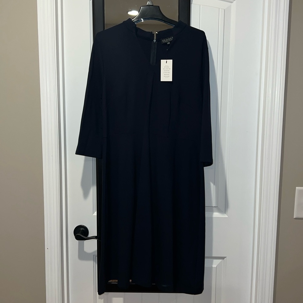 NWT Eloquii Ponte Navy Blue Fit and Flare Dress